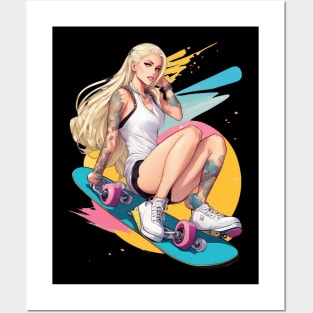 Skateboard Girl Posters and Art